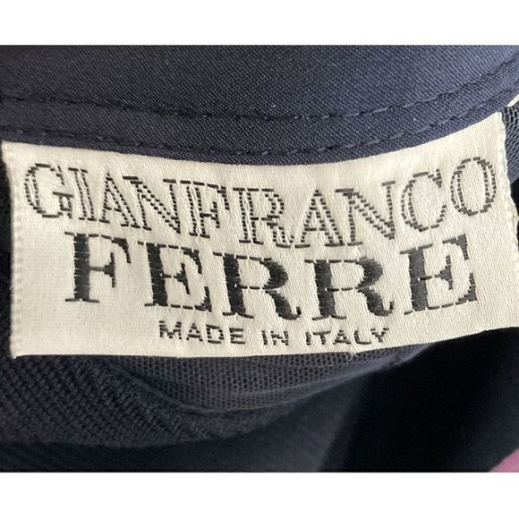 Gianfranco Ferre XS Navy Pencil Skirt Pocket 1980s Vintage Office Workwear Boss - Picture 4 of 8